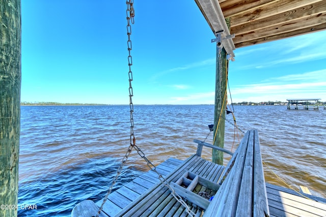 view of dock featuring a water view