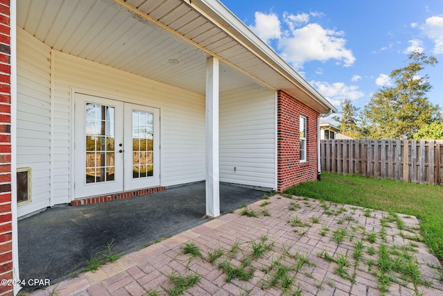 view of patio featuring french doors