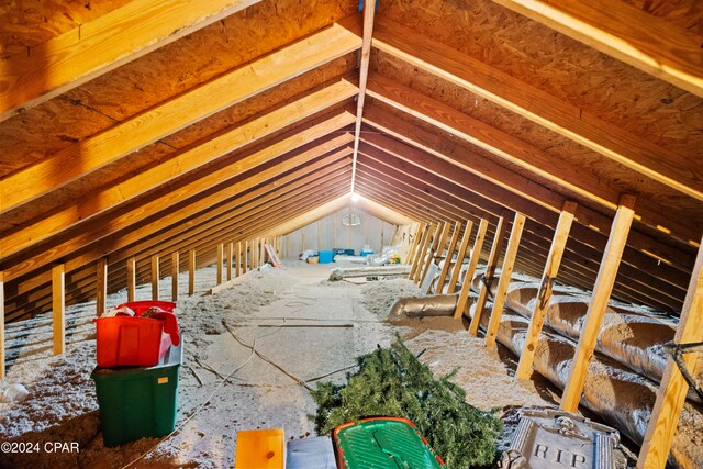 view of unfinished attic