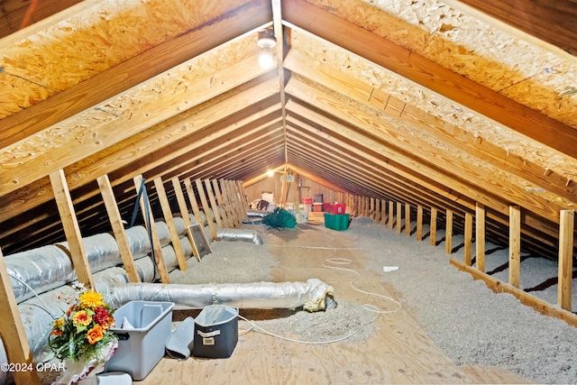 view of unfinished attic