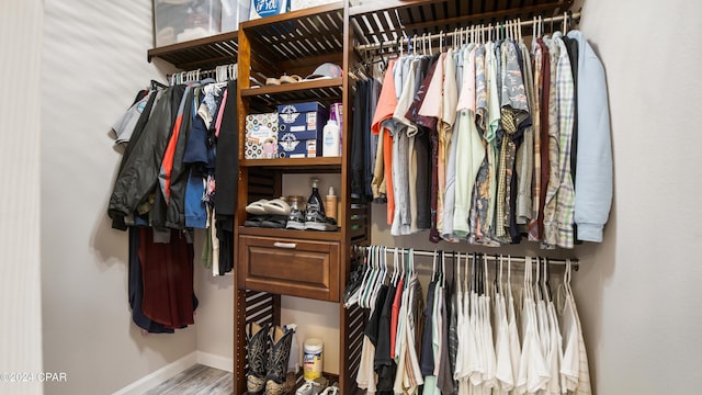 walk in closet featuring wood-type flooring