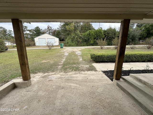 view of patio / terrace with a storage unit