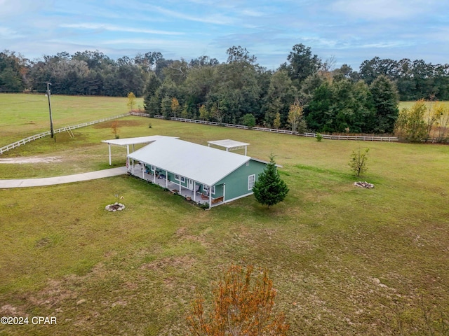 drone / aerial view featuring a rural view