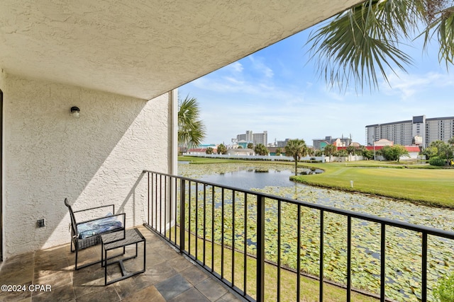 balcony with a water view