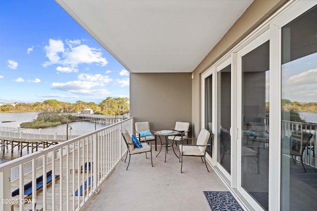 balcony with a water view