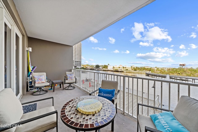 balcony with a water view