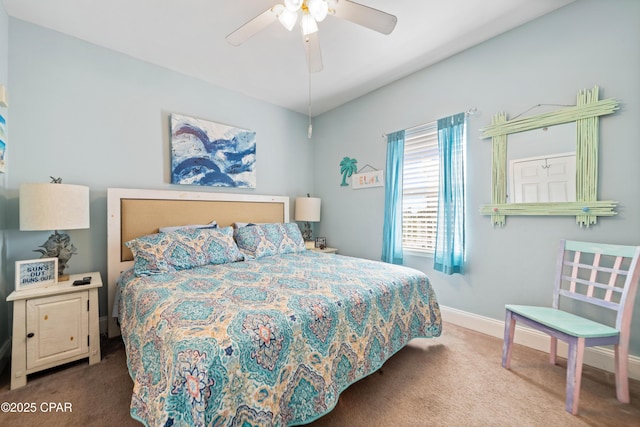 bedroom with carpet flooring and ceiling fan