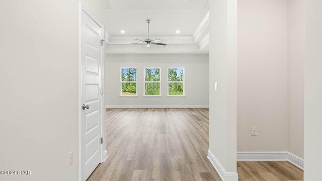 hall with light hardwood / wood-style flooring