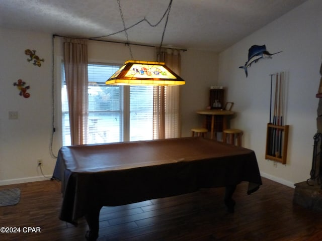 playroom featuring dark hardwood / wood-style flooring and billiards