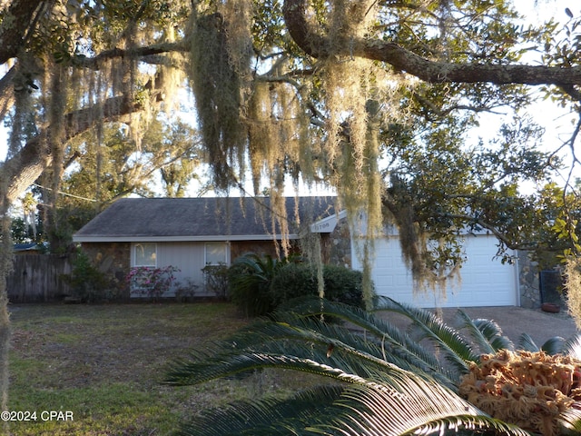 exterior space with a garage