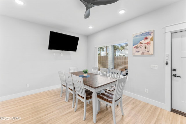 7026 Thomas Dr Unit A & B, Panama City Beach, FL 32408 - dining room with light wood-style floors, recessed lighting, and ceiling fan