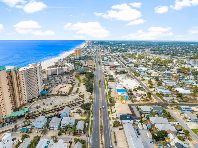 aerial view featuring a water view and a city view