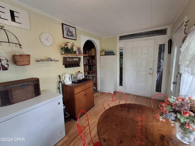 dining space featuring light hardwood / wood-style flooring