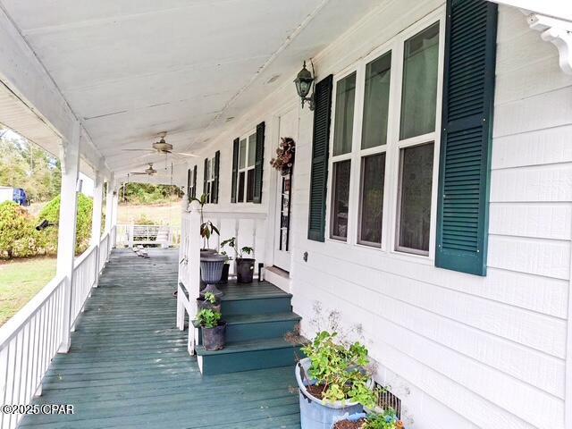 deck featuring ceiling fan