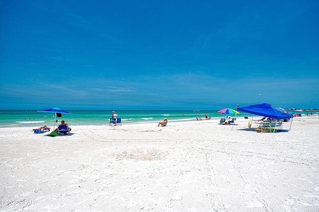 property view of water with a beach view