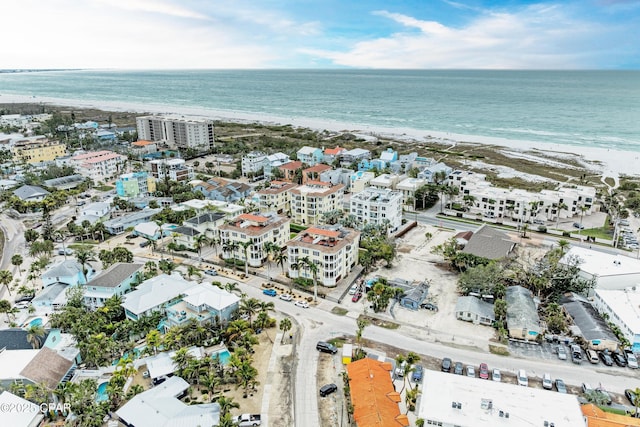 aerial view featuring a beach view and a water view