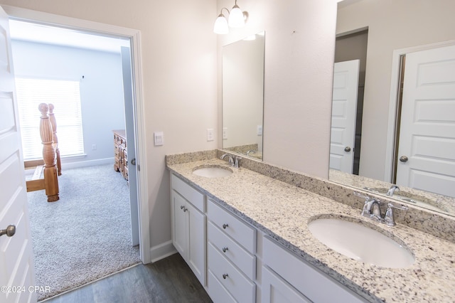 bathroom featuring hardwood / wood-style floors and vanity