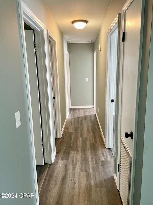 hallway featuring wood-type flooring