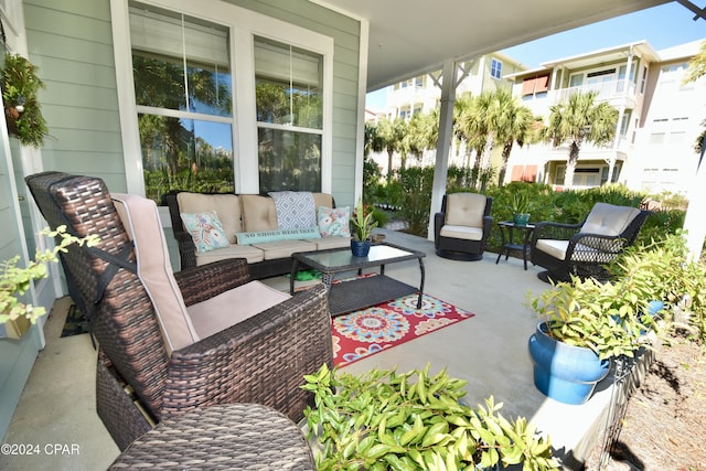 view of patio featuring an outdoor hangout area