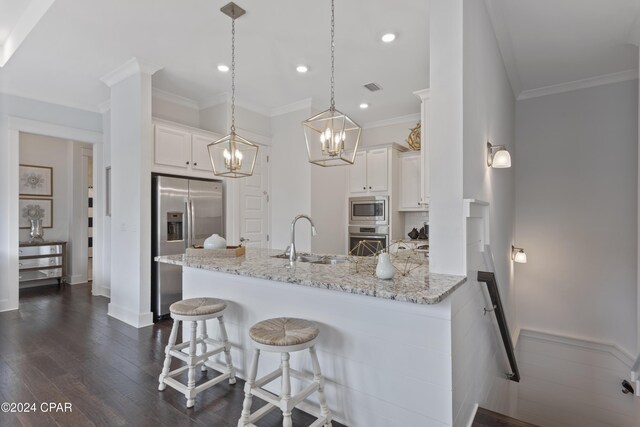 bathroom featuring hardwood / wood-style floors, vanity, and an enclosed shower