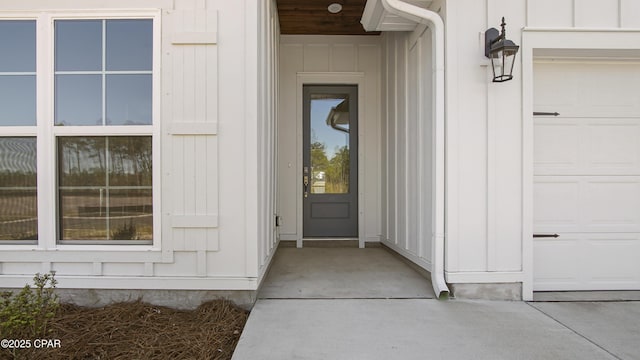 entrance to property with board and batten siding