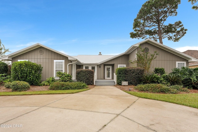 view of single story home