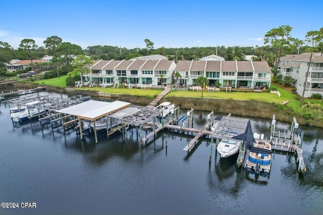 dock area featuring a water view