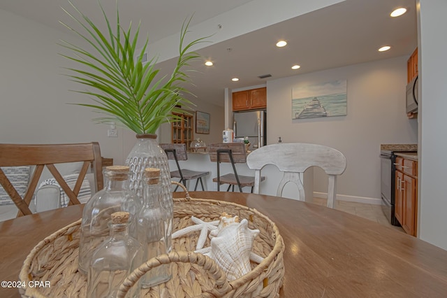 view of tiled dining area