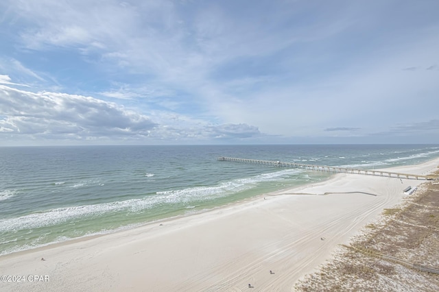 property view of water featuring a view of the beach