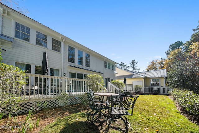 view of yard featuring a deck