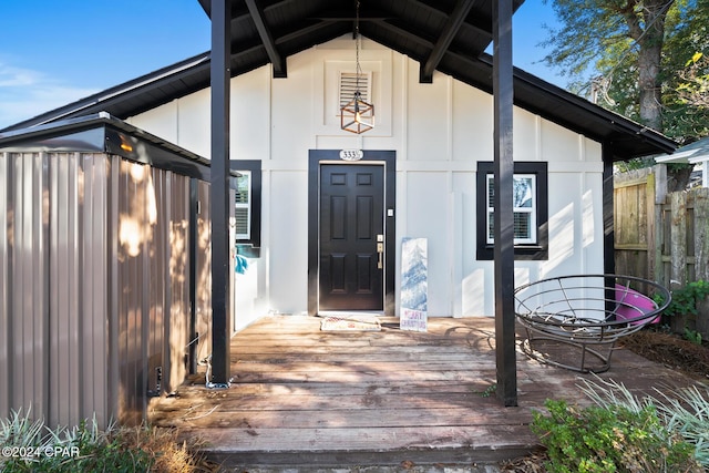 property entrance featuring fence