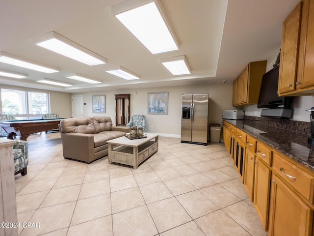 tiled living room featuring pool table