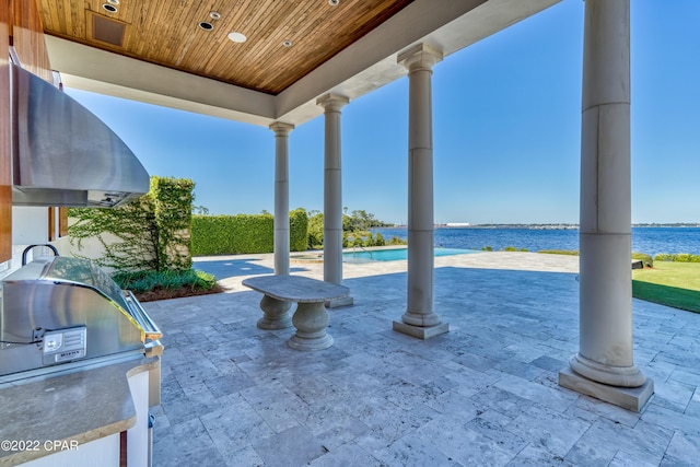 3730 Preserve Bay Blvd, Panama City, FL 32408 - view of patio with area for grilling, a grill, and a water view