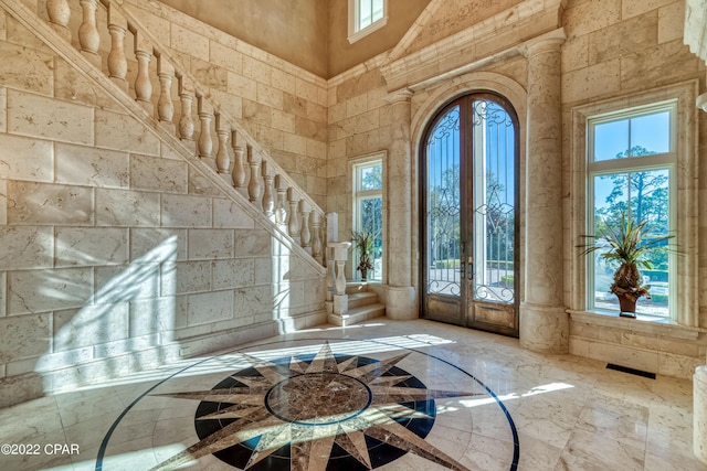 3730 Preserve Bay Blvd, Panama City, FL 32408 - foyer entrance featuring french doors and a towering ceiling
