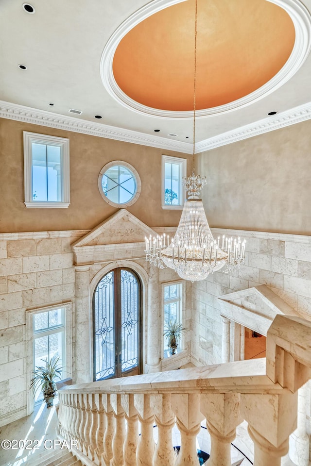 3730 Preserve Bay Blvd, Panama City, FL 32408 - entryway featuring a chandelier, french doors, and a raised ceiling