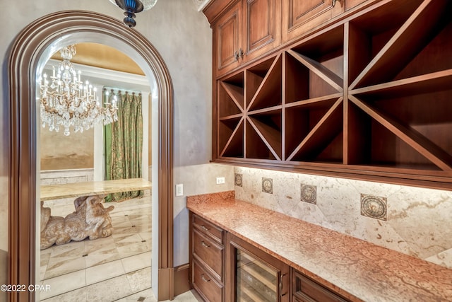 3730 Preserve Bay Blvd, Panama City, FL 32408 - wine cellar with beverage cooler and a notable chandelier