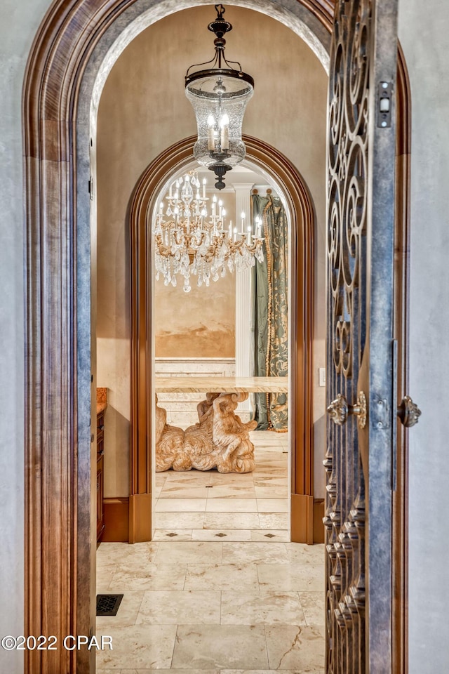 3730 Preserve Bay Blvd, Panama City, FL 32408 - corridor featuring an inviting chandelier