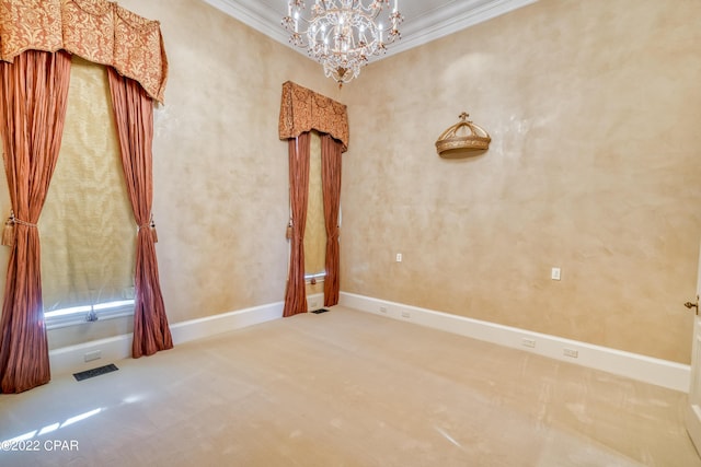 3730 Preserve Bay Blvd, Panama City, FL 32408 - carpeted empty room with an inviting chandelier and ornamental molding