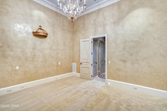 3730 Preserve Bay Blvd, Panama City, FL 32408 - empty room with a notable chandelier, ornamental molding, and a high ceiling