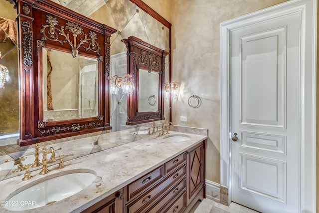 3730 Preserve Bay Blvd, Panama City, FL 32408 - bathroom with vanity and ornamental molding