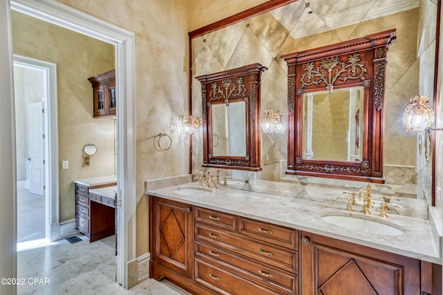 3730 Preserve Bay Blvd, Panama City, FL 32408 - bathroom featuring crown molding and vanity