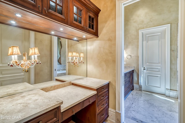 3730 Preserve Bay Blvd, Panama City, FL 32408 - bathroom featuring vanity and a chandelier