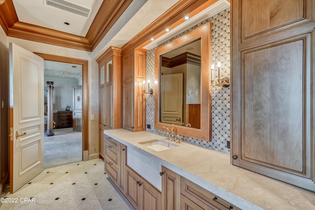 3730 Preserve Bay Blvd, Panama City, FL 32408 - bathroom with vanity and ornamental molding