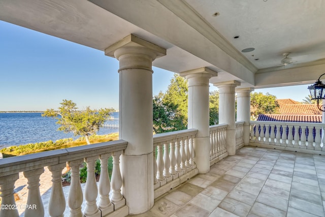 3730 Preserve Bay Blvd, Panama City, FL 32408 - balcony featuring ceiling fan and a water view