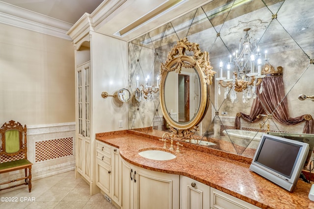 3730 Preserve Bay Blvd, Panama City, FL 32408 - bathroom featuring tile patterned floors, crown molding, and vanity