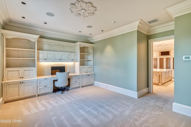 3730 Preserve Bay Blvd, Panama City, FL 32408 - unfurnished office featuring built in desk, light colored carpet, and ornamental molding