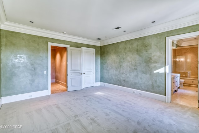 3730 Preserve Bay Blvd, Panama City, FL 32408 - unfurnished bedroom featuring crown molding, light carpet, and ensuite bath