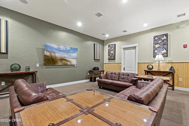 living room featuring carpet floors