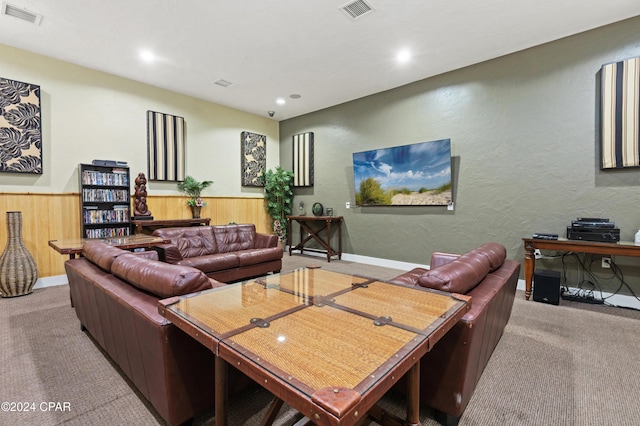 living room with carpet floors