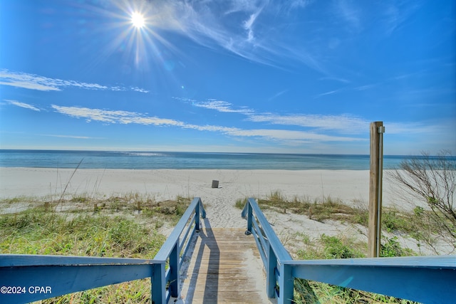 view of water feature featuring a view of the beach